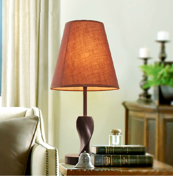 2015 modern simple matte black iron table lamp american country pastoral wood desk lamp with fabric lampshade