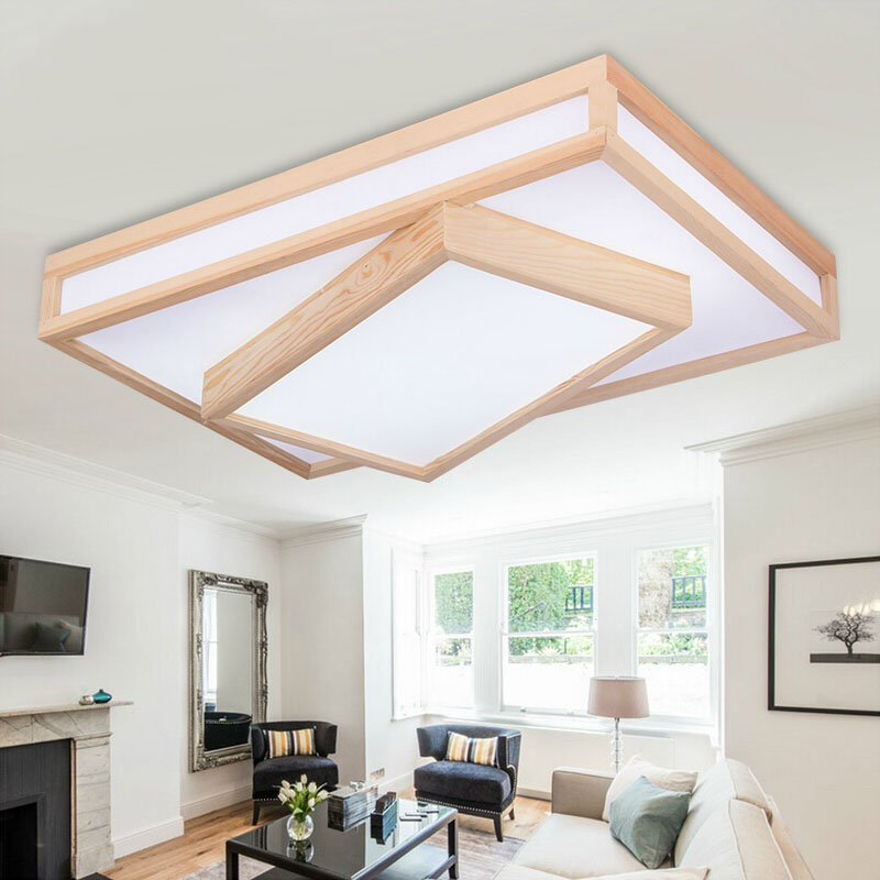 2015 oak modern led ceiling lights for living room foyer deckenleuchten indoor modern wooden led ceiling lights lamp fixtures