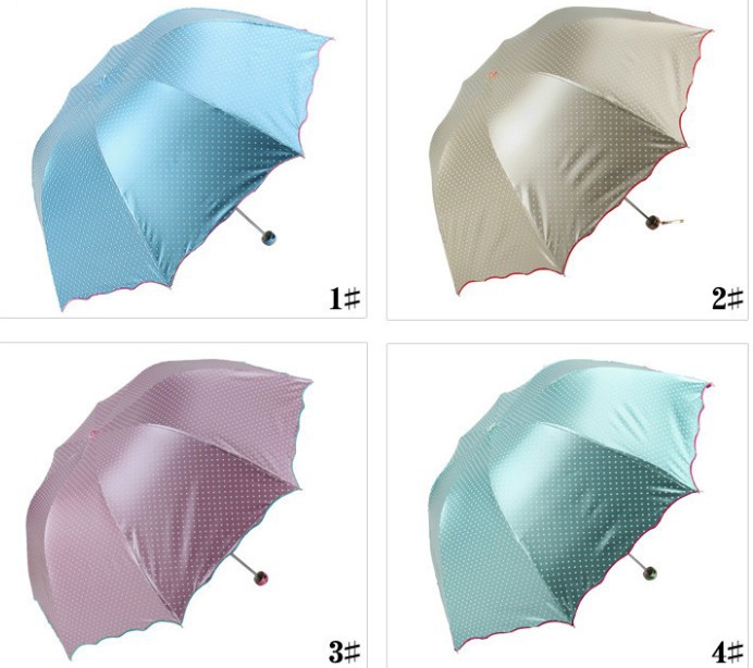 3 folded lady umbrella spot pattern portable umbrella sun protection umbrella anti-uv woman umbrella