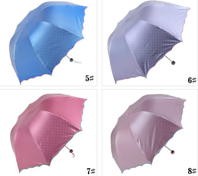 3 folded lady umbrella spot pattern portable umbrella sun protection umbrella anti-uv woman umbrella
