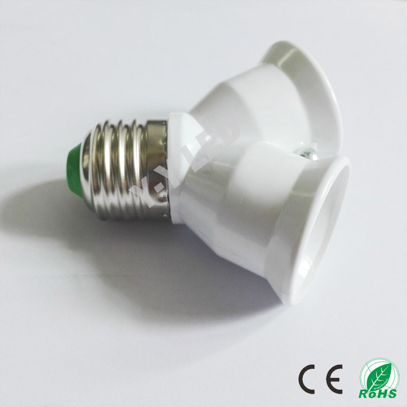 5pcs/lot e27 to double 2*e27 base led light bulb lamp holder conversion adapter splitter plug ; colour and lustre is white