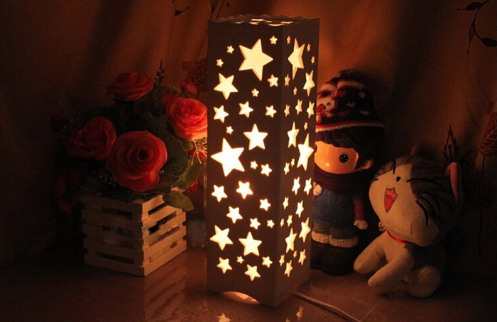 all over the sky star design table lamp,ac85-265v 5w the white square abajur for bedroom living room study