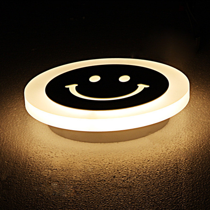 bedroom ultra thin acrylic led round unique smile wall lamp led metal wall lamp