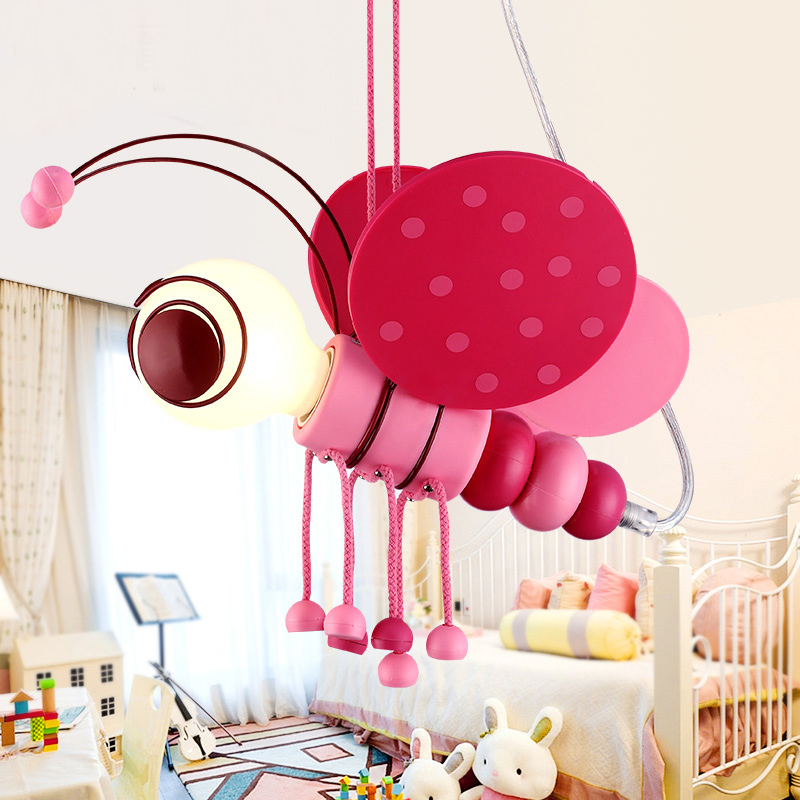 children eye protection droplight cute girl pink princess bedroom cartoon bee pendant light
