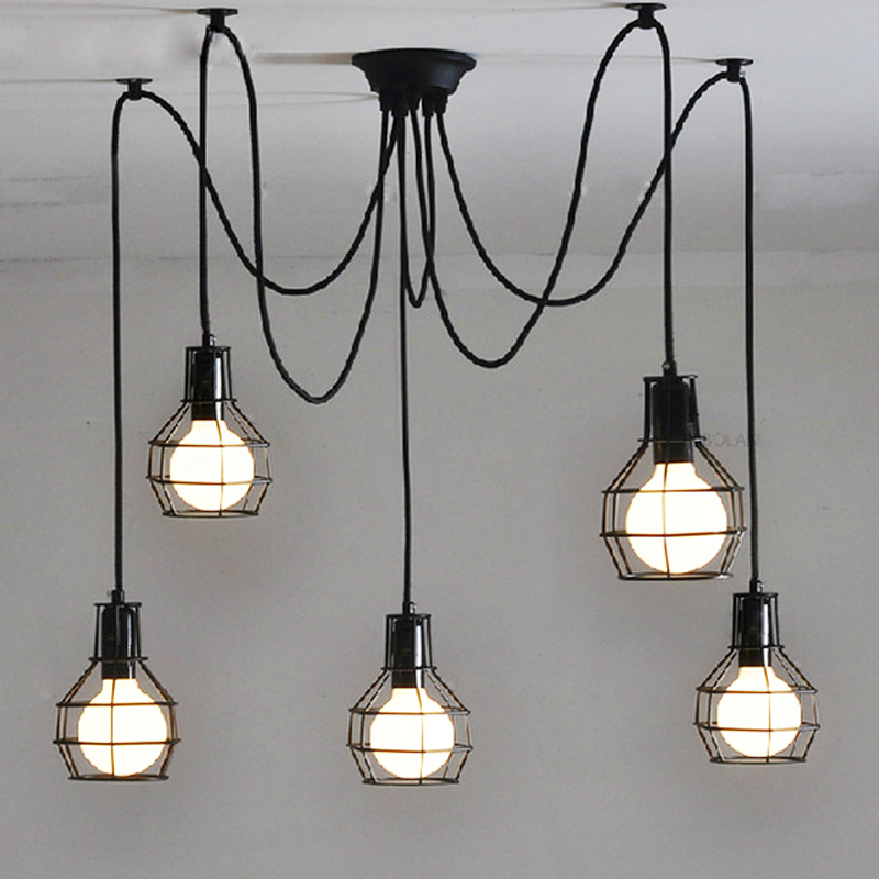classic decorative loft pendant light retro spider pendant lamp e27 90v-260v dining room/bedroom home lamps and lanterns