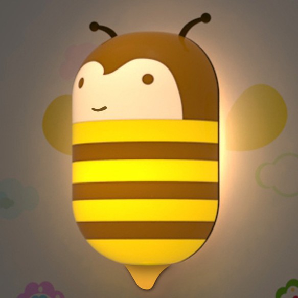 created paper wall lamp light sensor control wall light led small baby night light honeybee/ladybug/dolphin/giraffe