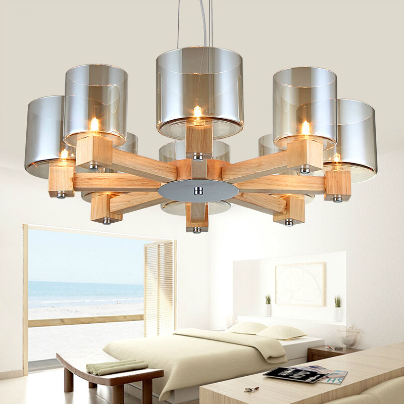 creative 2015 modern oak pendant light for living room dining room lampadario moderno led pendant lamp fixtures home lighting