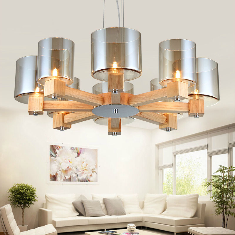 creative 2015 modern oak pendant light for living room dining room lampadario moderno led pendant lamp fixtures home lighting