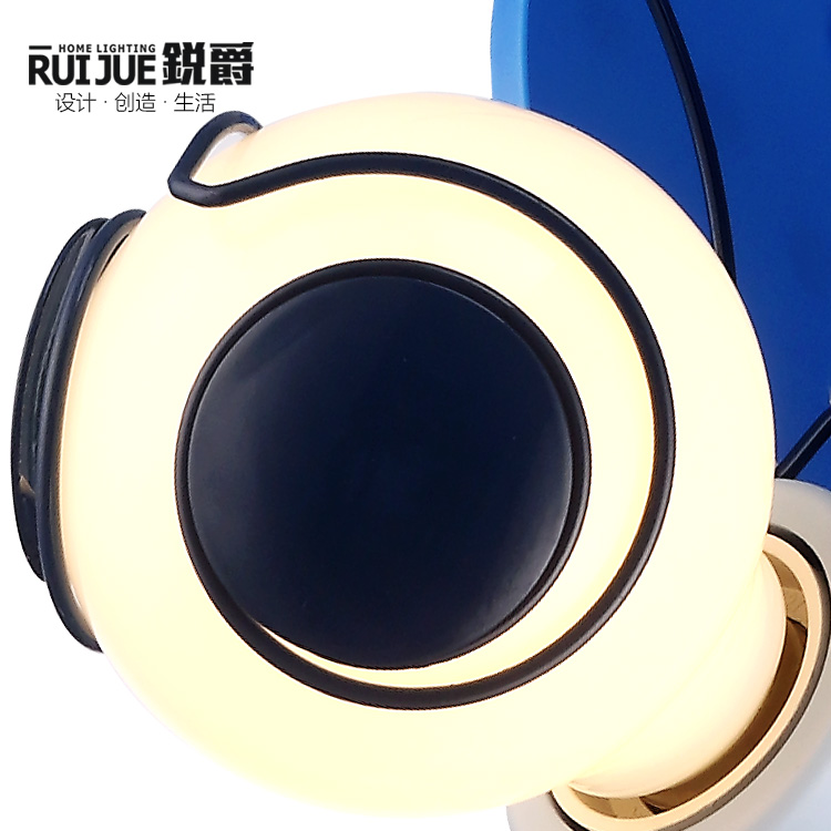 modern boy bedroom droplight eye protection mediterranean blue brave naive cute pure cartoon bee pendant light