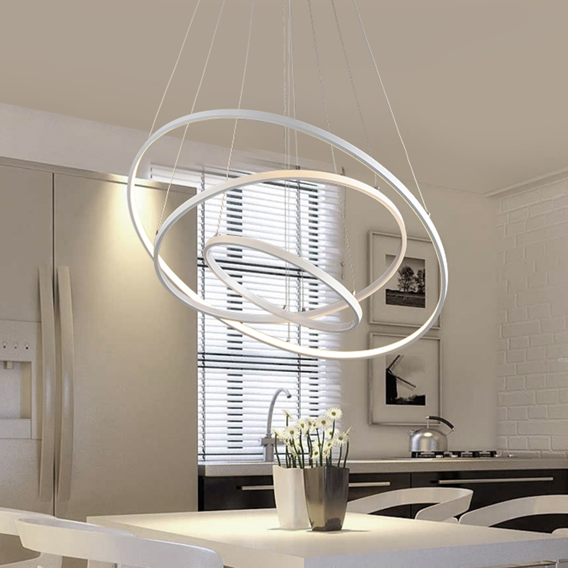 modern led pendant lights fixtures luminaire suspension living dining room cerchio anello lampadario ring circle hanging lamps