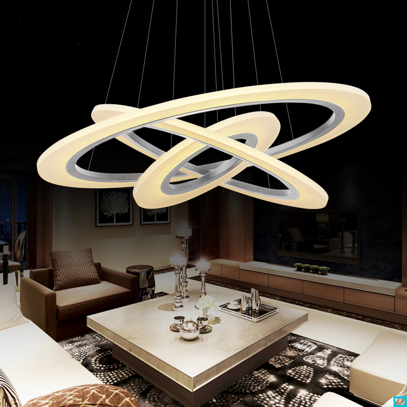 modern led pendant lights for dining living room cerchio anello lampadario acrylic 3/2/1 rings circles modern led pendant lamp