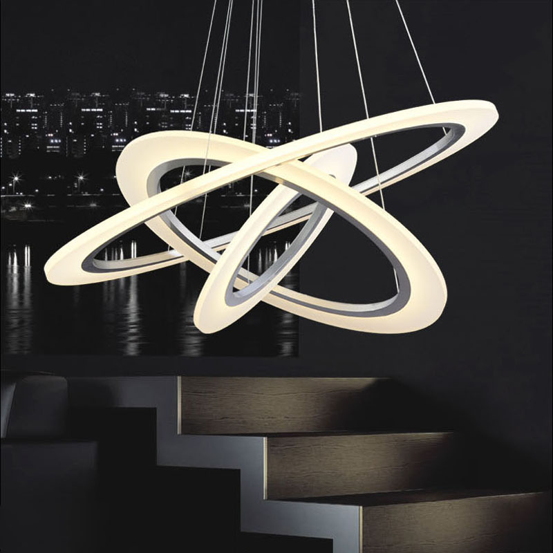 modern led pendant lights for dining living room cerchio anello lampadario acrylic 3/2/1 rings circles modern led pendant lamp