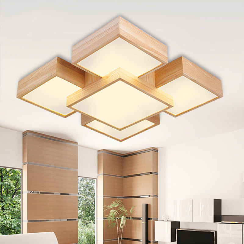 new oak modern led ceiling lights for living room bedroom lamparas de techo wooden decoration led ceiling lamp fixture abajur
