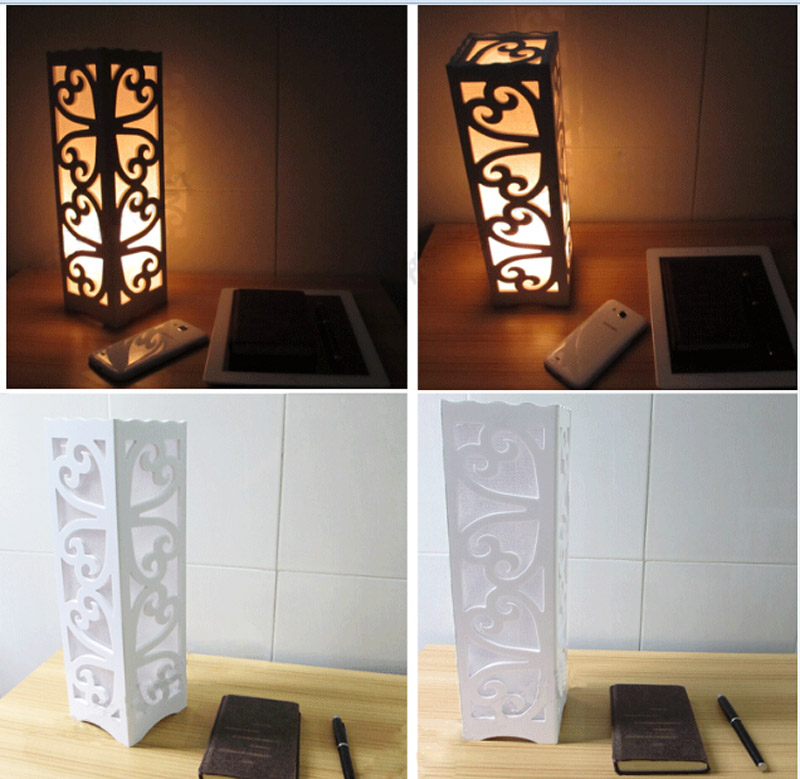 quartet ivory white through-carved e27 table lamps, warm white led bulbs abajur for bedroom bedside table