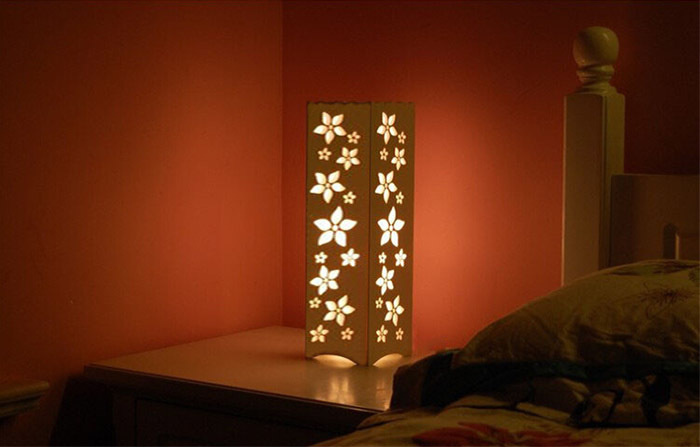 romantic cherry blossom pattern table lamp,ac85-265v 5w the white square abajur for bedroom living room study