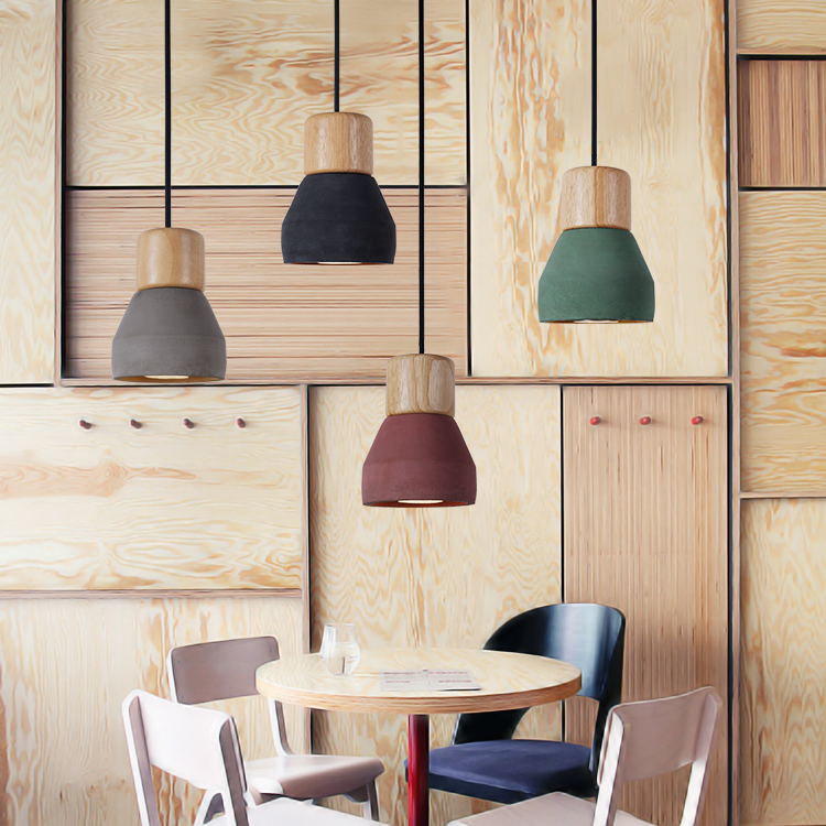 simple restaurant small droplight creative colorful cement wood vintage pendant light