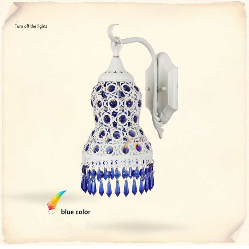 2015 bohemia mediterranean vintage 1 head iron and crystal wall lamp warm simple led bedroom washroom wall lamp