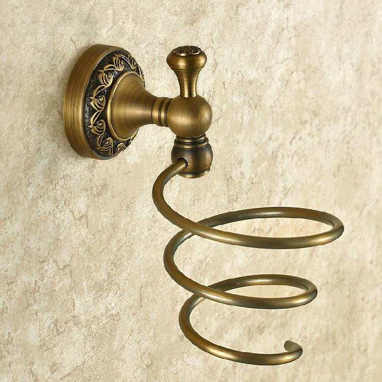 whole and retail wall mounted hair dryer rack antique brass hair dryer shelf/holder f91366