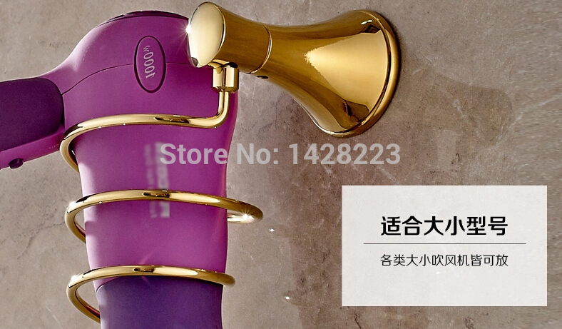 luxury ti-pvd hair dryer rack solid brass spiral shape bathroom el hairdryer holder