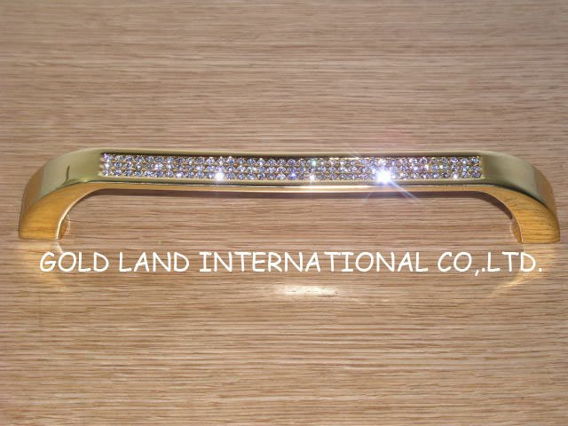 160mm k9 crystal glass glittering golden color furniture long handles