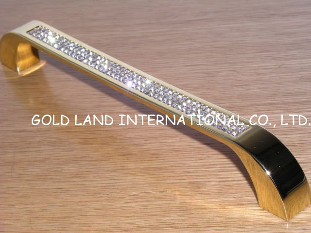 192mm k9 crystal glass glittering golden color furniture door handles
