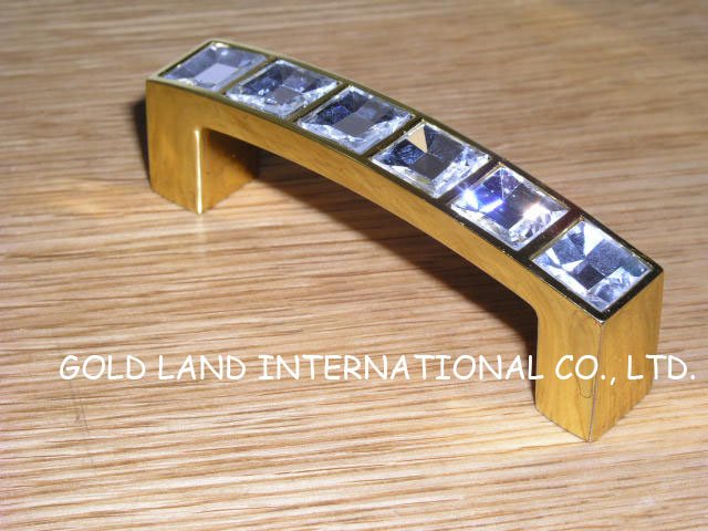 64mm crystal glass golden color furniture drawer handle