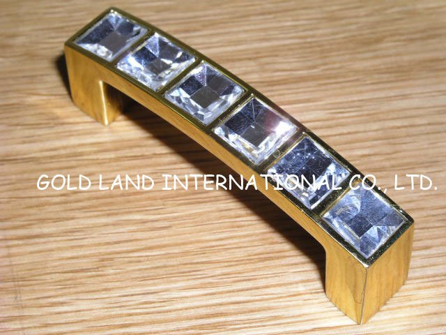 64mm crystal glass golden color furniture drawer handle