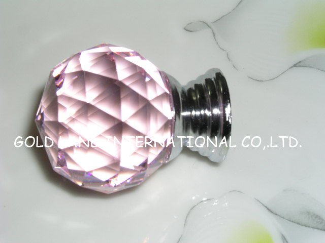 d40mm pink crystal kitchen cabinet knobs/ crystal + zinc alloy fashionable european cupboard door drawer knob