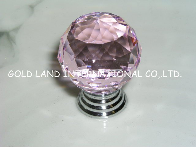 d40mm pink crystal kitchen cabinet knobs/ crystal + zinc alloy fashionable european cupboard door drawer knob