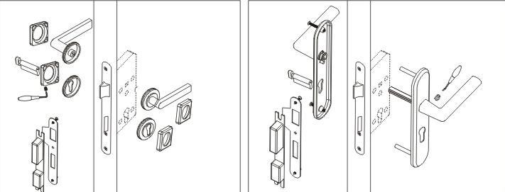 72mm 2pcs handles with lock body+keys crystal glass door locks bedrooms living rooms door lock
