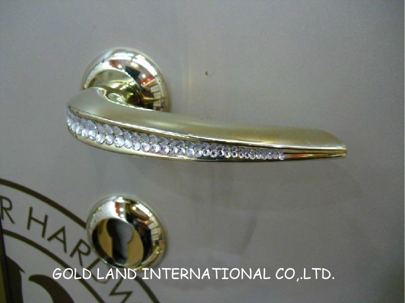 72mm 2pcs handles with lock body+keys crystal glass european-style deluxe exterior door lock/of handle door locks