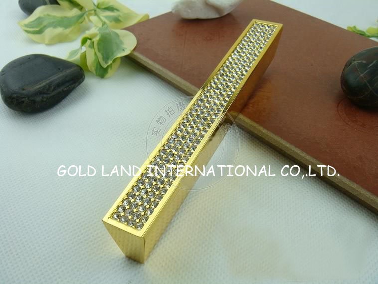 128mm l139mmxw18mmxh22mm /golden long zinc alloy furniture door handle/crystal drawer handle
