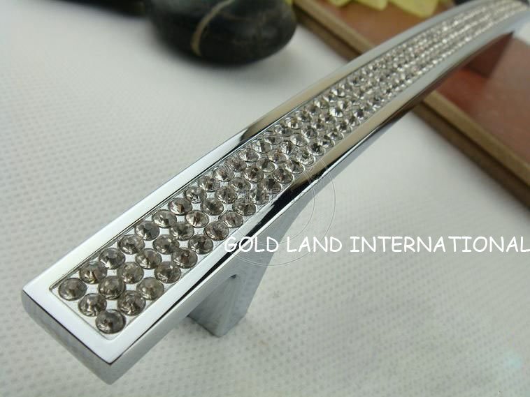 128mm l173xh28mm crystal glass zinc alloy furniture handles/kitchen cabinet handle