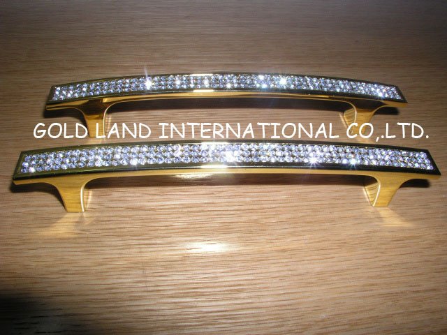 128mm l173xh28mm golden color furniture handle/shining crystal glass handle