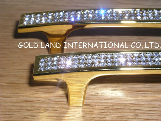 128mm l173xh28mm golden crystal zinc alloy furniture handles/cabinet handle