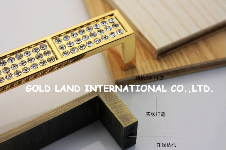 96mm k9 crystal glass k golden furniture handles for kitchen cabinet door drawer