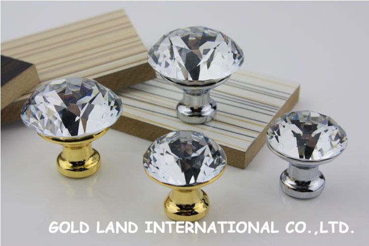 d40mm 24k golden color k9 crystal glass cabinet knobs drawer furniture knob