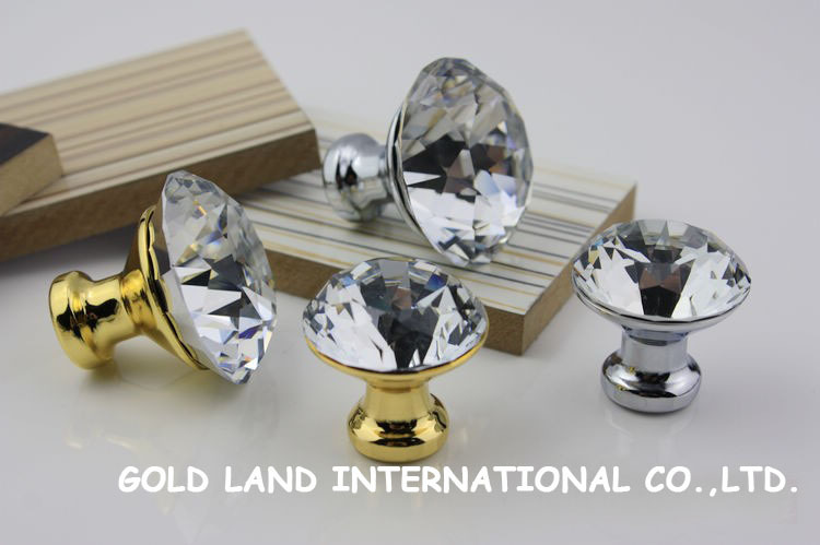 d40mm 24k golden color k9 crystal glass cabinet knobs drawer furniture knob