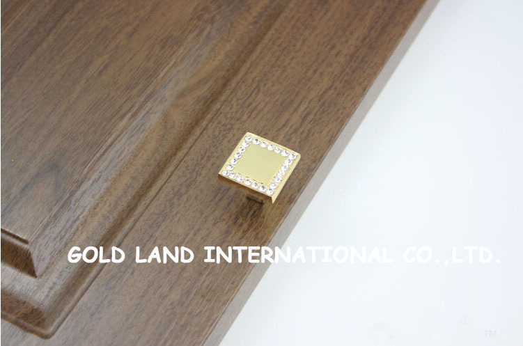 l25xw25xh21mm 24k golden color k9 crystal glass kitchen cabinet drawer furniture knobs