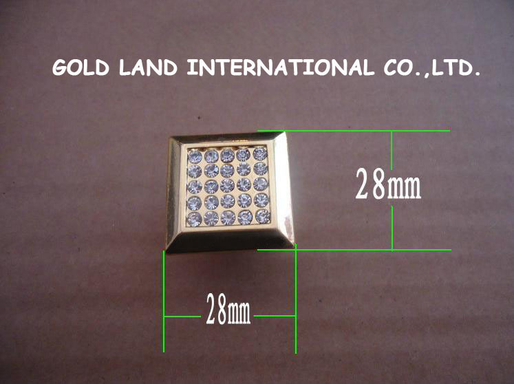 l28xw28xh25mm golden crystal glass furniture drawer knob
