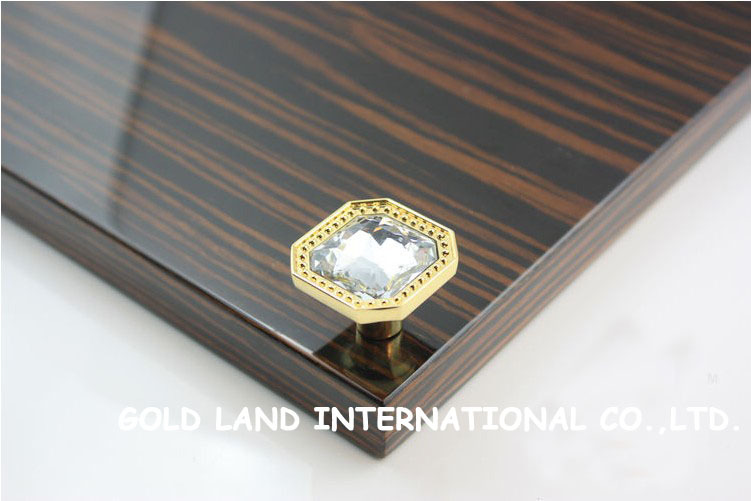 l32xw32xh23mm 24k golden color k9 crystal glass bedroom furniture cabinet knobs