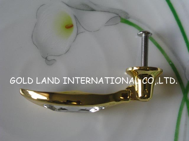 l72xw22xh17mm 24k golden k9 crystal glass furniture handle/crystal drawer handle