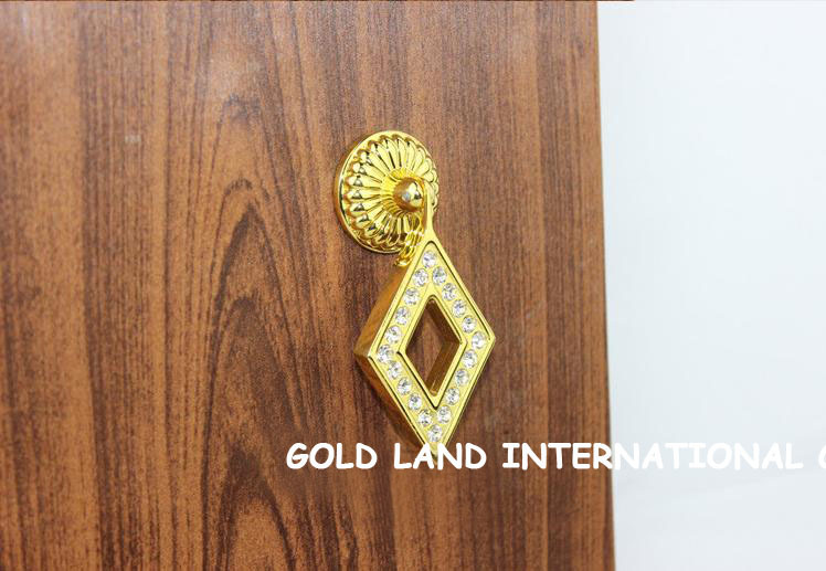 l75xw35mm golden zinc alloy crystal cabinet handle/furniture knob