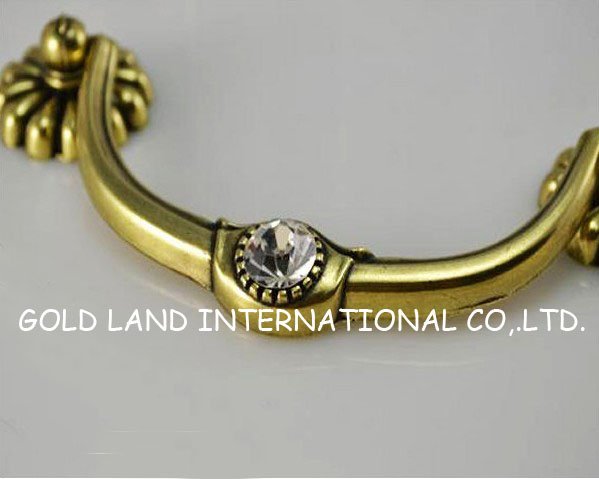 96mm l128xd30xh16mm golden zinc alloy and crystal cabinet handle