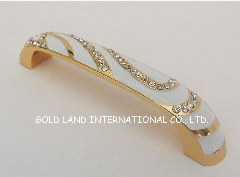 128mm golden color crystal glass handle