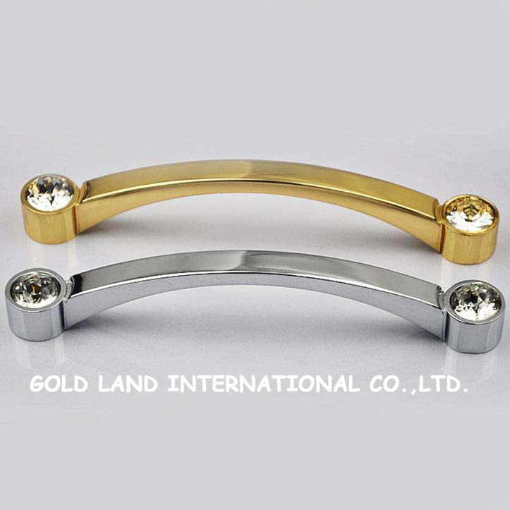 128mm k9 crystal glass 24k golden color furniture handles wardrobe and cupboard handle