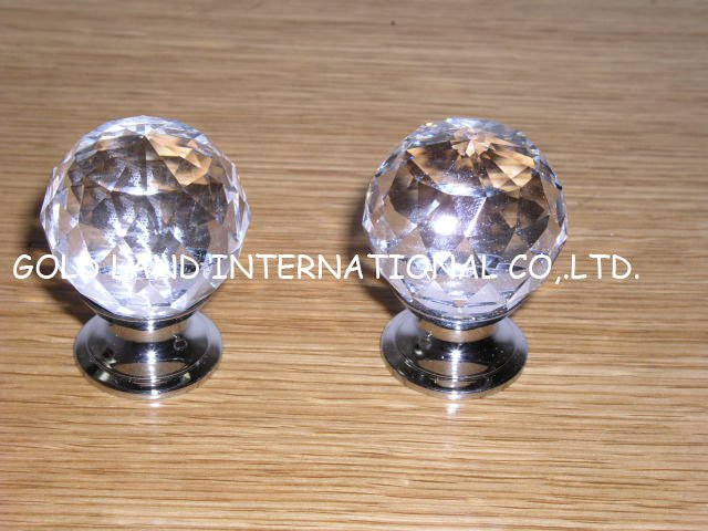 10pcs/lot d30mmxh43mm k9 crystal glass with copper base furniture knob