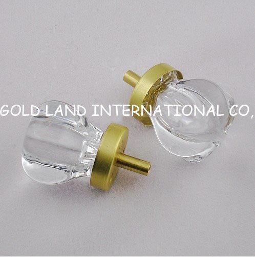 d33xh40mm brass base pumpkin crystal glass furniture drawer knobs