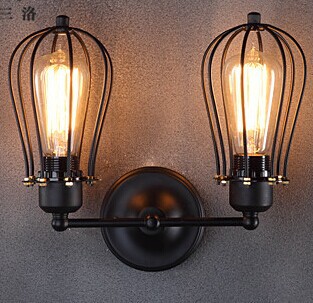 vintage calssical wall sconce lights home indoor lighting iron cage double arms 27 bulbs lamps for home modern