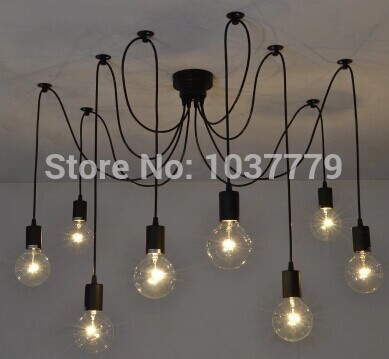 8pcs/set best price vintage wholeset black pendant lamps 110v-240v,modern pendant lights with light holder+wire+ceiling base